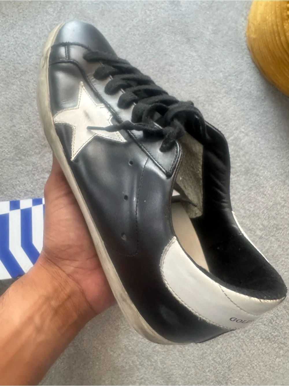 Men's Black Golden Goose Super-Star Sneaker, size 43